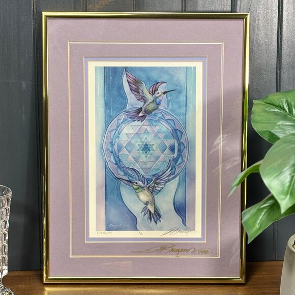 Jody Bergsma Eternity Hummingbird Print Framed & Signed Mandala Wall Art - Picture 1 of 15